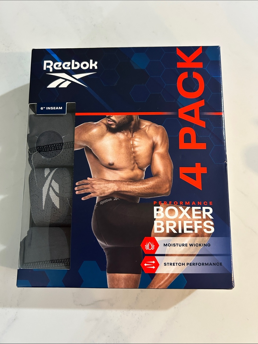 Reebok Men’s Performance Boxer Briefs - Black & Gray - 4 Pack